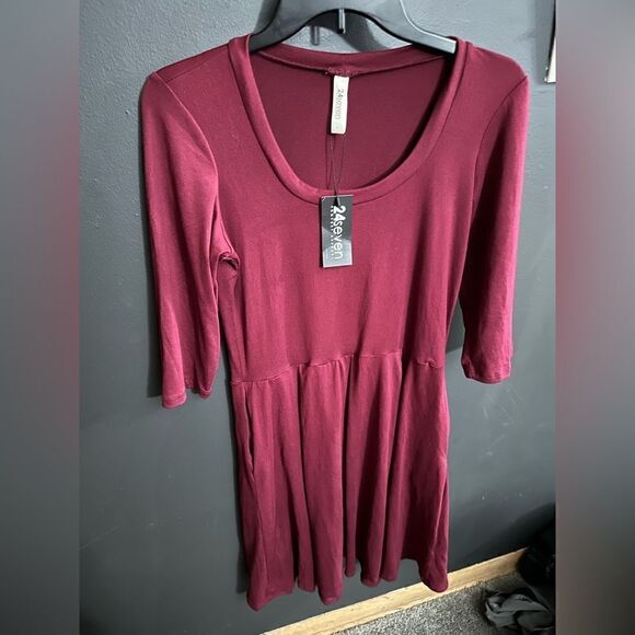 24 Seven Comfort Apparel Women's A-Line Dress with Elbow Length Sleeves NWT L - Picture 1 of 8